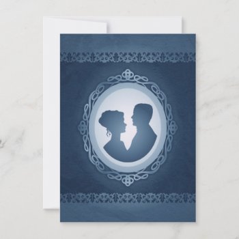 Blue Victorian Gothic Cameo Wedding Invitations by youreinvited at Zazzle