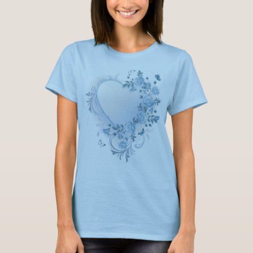 Blue Victorian Heart T_Shirt