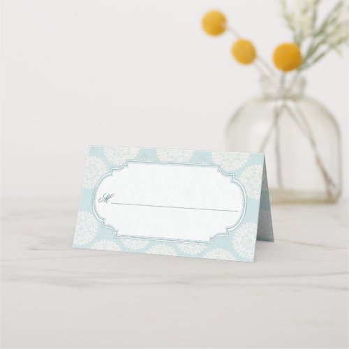 Blue Victorian High Tea Party Blank Place Card