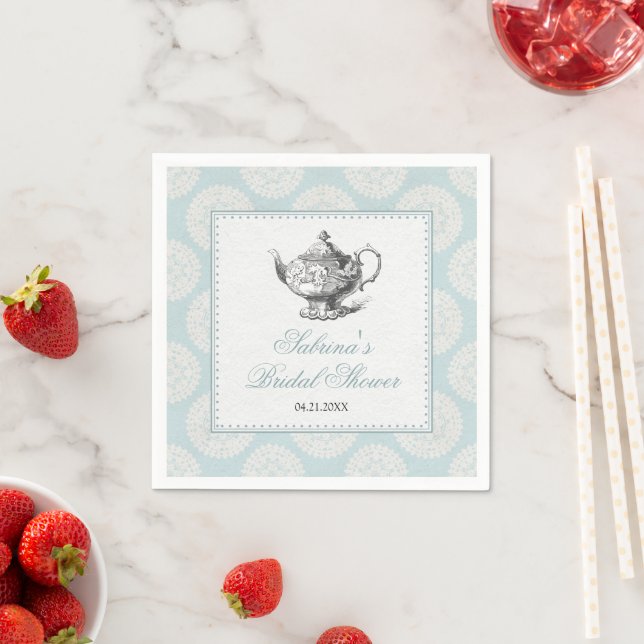 Blue Victorian High Tea Party Napkins (Insitu)