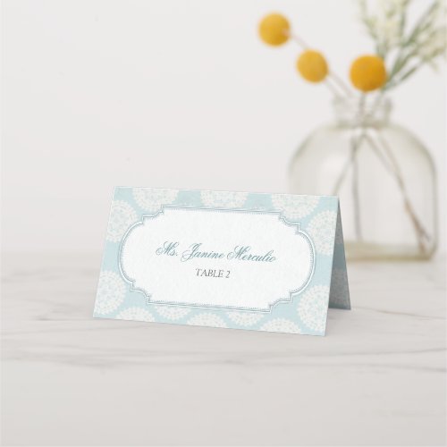 Blue Victorian High Tea Party Place Card