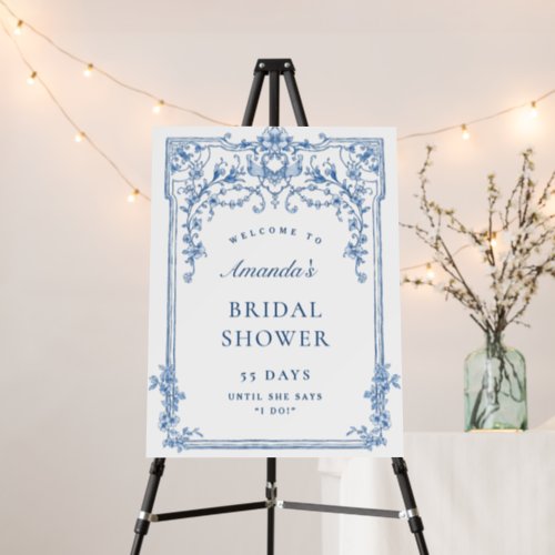 Blue Victorian Ornate Grace Bridal Shower WELCOME Foam Board