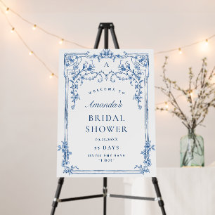Blue Victorian Ornate Grace Bridal Shower WELCOME Foam Board