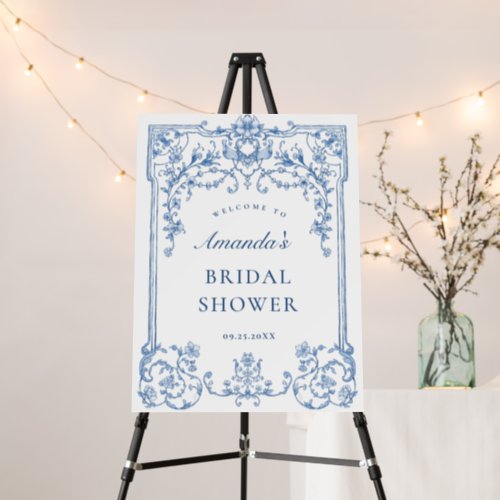 Blue Victorian Ornate Grace Bridal Shower WELCOME Foam Board