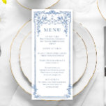 Blue Victorian Ornate Grace Floral Wedding Dinner Menu<br><div class="desc">For further customization,  please click the "Personalize this template",  then "Edit using Design Tool". Stylish editable easy to use wedding templates,  more items available in the store (invitations,  rsvp,  thank you cards,  stationery & decor). If you need help or matching items,  please contact me.</div>