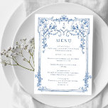 Blue Victorian Ornate Grace Floral Wedding Dinner Menu<br><div class="desc">For further customization,  please click the "Personalize this template",  then "Edit using Design Tool". Stylish editable easy to use wedding templates,  more items available in the store (invitations,  rsvp,  thank you cards,  stationery & decor). If you need help or matching items,  please contact me.</div>