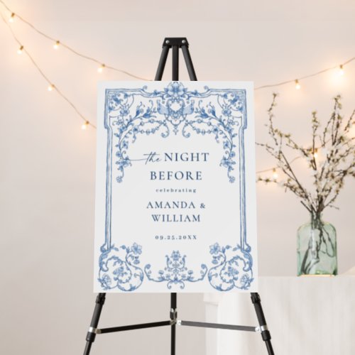 Blue Victorian Ornate Rehearsal Dinner WELCOME Foam Board