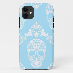 blue victorian skulls iPhone 11 case