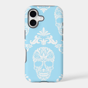 blue victorian skulls iPhone 17 case
