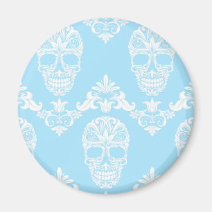 blue victorian skulls magnet