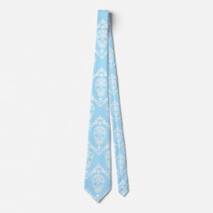 blue victorian skulls neck tie
