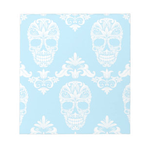 blue victorian skulls notepad