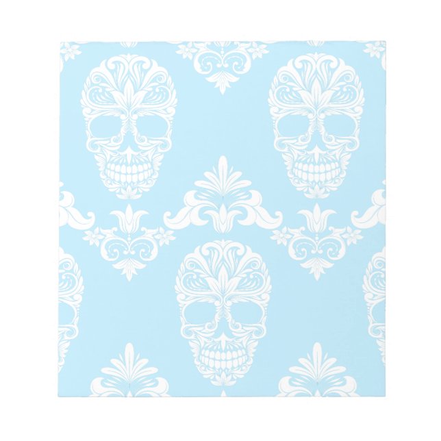 blue victorian skulls notepad (Front)
