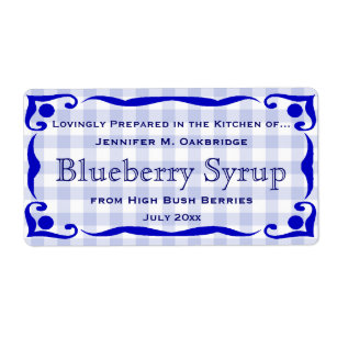 Blue Victorian Style Frame with Gingham Food Label