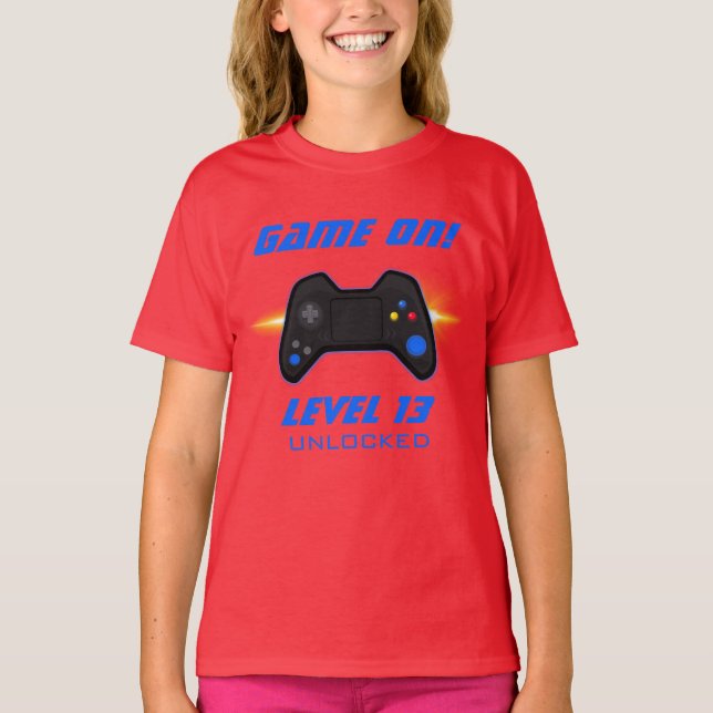 Blue Video Game Birthday Party T-Shirt (Front)