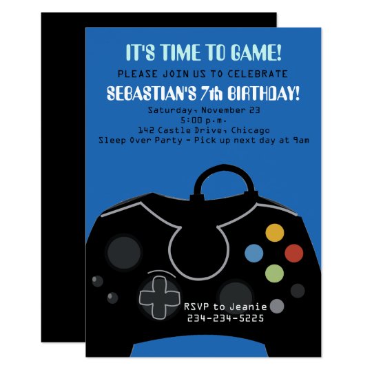 Blue Video Game Boys Birthday Invitation | Zazzle.com