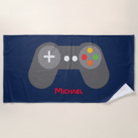 Blue Video Game Controller Beach Towel