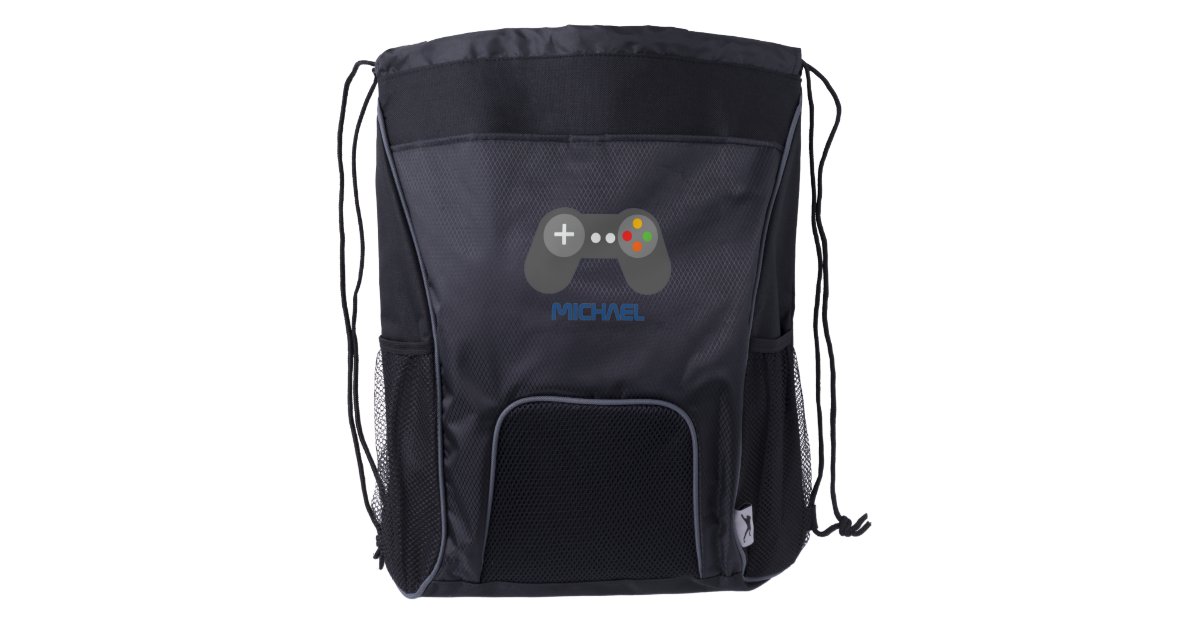 Blue Video Game Controller Drawstring Backpack