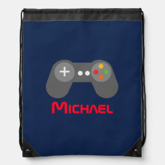 Blue Video Game Controller Drawstring Bag