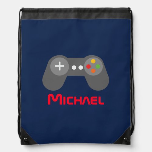 Blue Video Game Controller Drawstring Bag