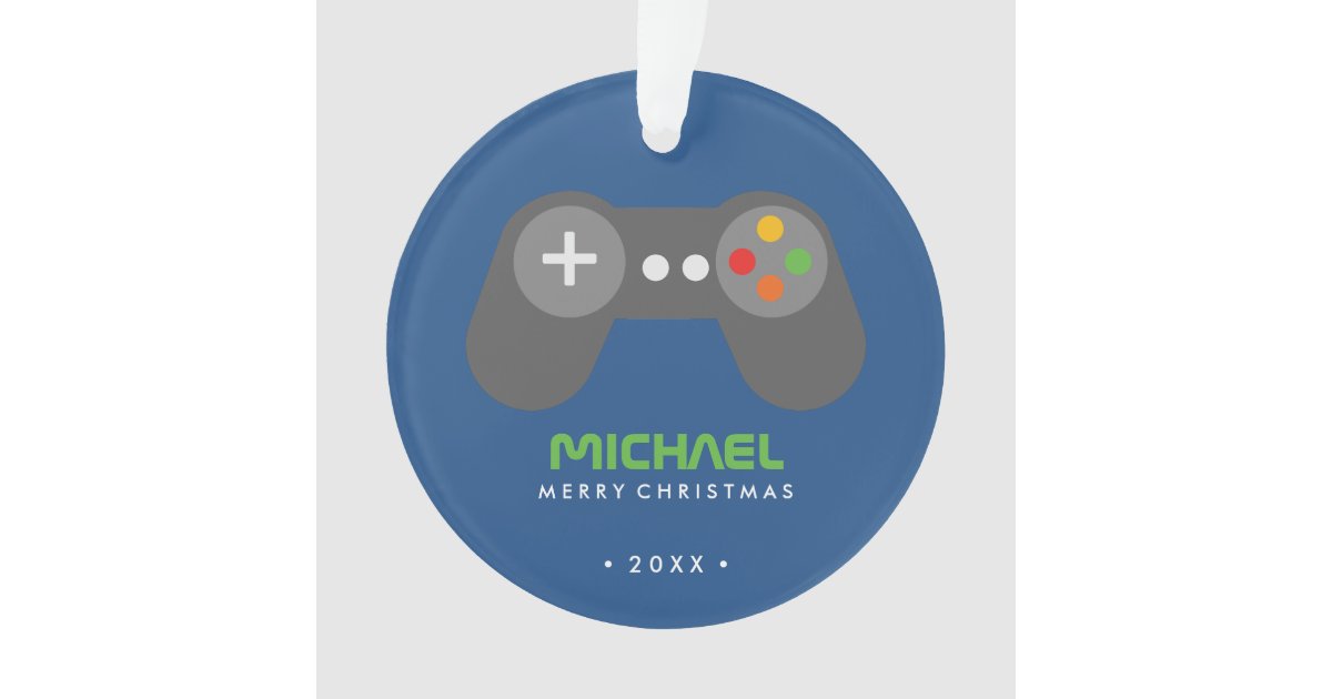 Blue Video Game Controller Kids Christmas Ornament