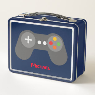 Blue Video Game Controller Metal Lunch Box