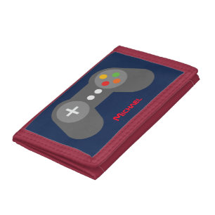 Blue Video Game Controller Tri-fold Wallet