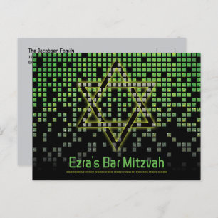 Blue Video Game Gamer Bar Mitzvah Save the Date Postcard