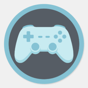 Blue Video Game Gamer Party Gaming Controller Classic Round Sticker