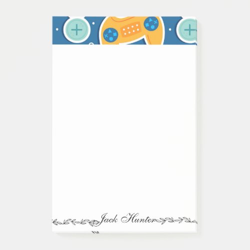 Blue Video Game Themed Name Personalized  Post_it Notes