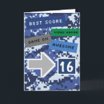 Blue Video Gamer 16th Birthday Card<br><div class="desc">A cool blue video gamer 16th birthday card for him. It features a pixel video game blue design on the front and back of the card. The inside reads a level up birthday card message which can be easily personalized if wanted. This video gamer 16th birthday card would make great...</div>