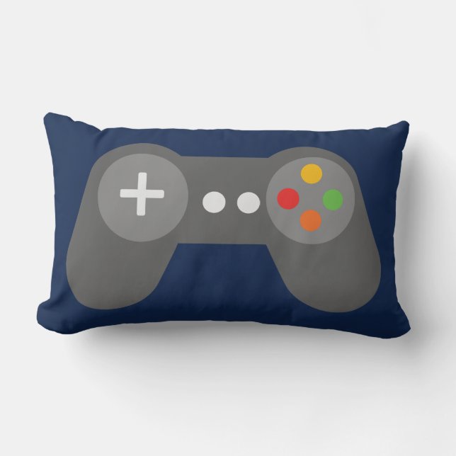 Blue Video Games Controller Lumbar Pillow (Front)