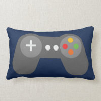 Blue Video Games Controller Lumbar Pillow