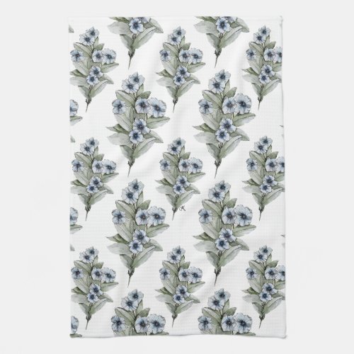 Blue Vinca Kitchen or Tea Towel