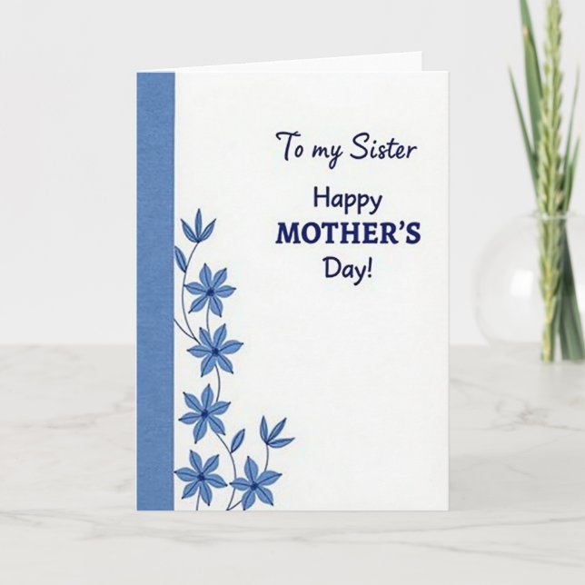 Blue Vine Mothers Day Sister Card (Front)