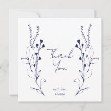 Blue Vines & Flowers Bridal Shower Thank You Card