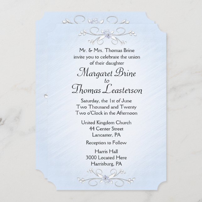 Blue Vines Wedding Invitations 5" x 7" (Front/Back)
