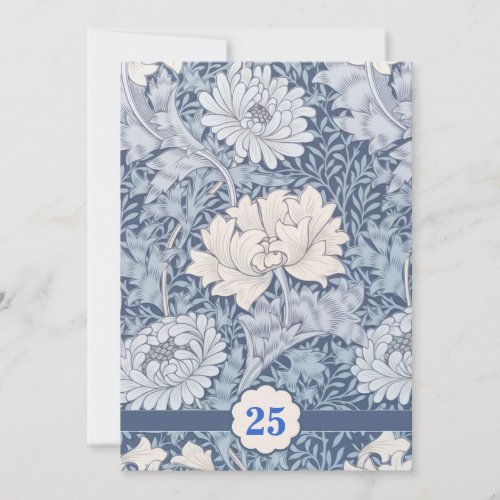 blue vintage 25th wedding anniversary invitations