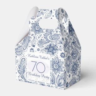 Blue Vintage 70th Birthday Thank You Favor Box