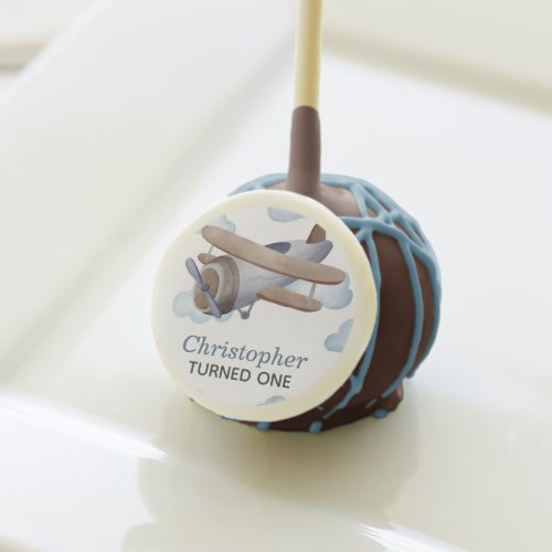 Blue Vintage Airplane Birthday Party Cake Pops