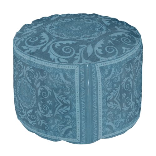 Blue Vintage Antique Persian Carpet Rug Pattern Pouf