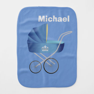 Blue Vintage Baby Carriage Burp Cloth