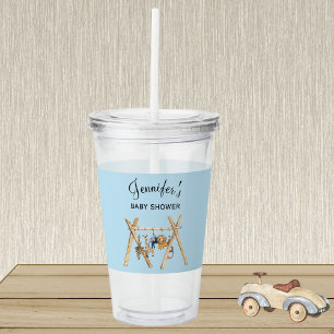 Blue & Vintage Baby Gym Toy, Baby Shower Acrylic Tumbler