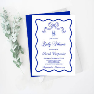 Blue Vintage Baby Shower Boy Invitation