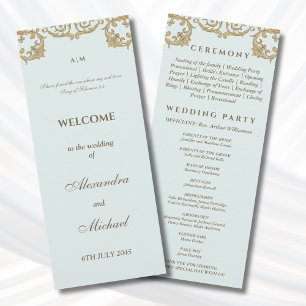 Blue Vintage Baroque Christian Wedding Program