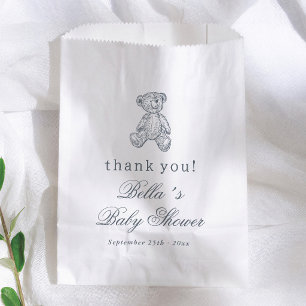 Blue Vintage Bear Boy Baby Shower Thank You Favor Bag
