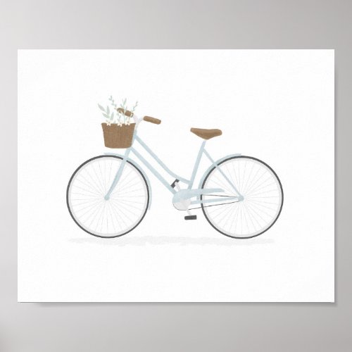 Blue Vintage Bike With Basket Poster