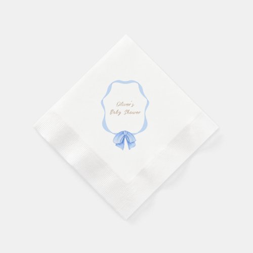 Blue Vintage Bow Ribbon Boy Baby Shower  Napkins