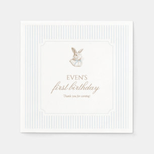 Blue Vintage Bunny Some Bunny Is Turning One Napkins