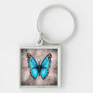Blue Vintage Butterfly Keychain